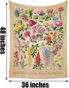 Vintage Flowers Tapestry 48”x36”, Long Vertical Wall Hanging Reference Illustrative Botanical Tapestries for Bedroom Aesthetic Floral Tapistry Botanical Plants Tapestry Wall Hanging Cute Bedroom Decor