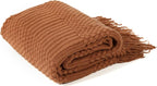 Blagic Knitted Throw Blanket for Couch and Bed, Soft & Cozy Knit Blanket with Tassel, Burnt Orange Lightweight Decorative Blankets & Throws, Farmhouse Warm Woven Blanket for All Seasons,50" W x 60" L