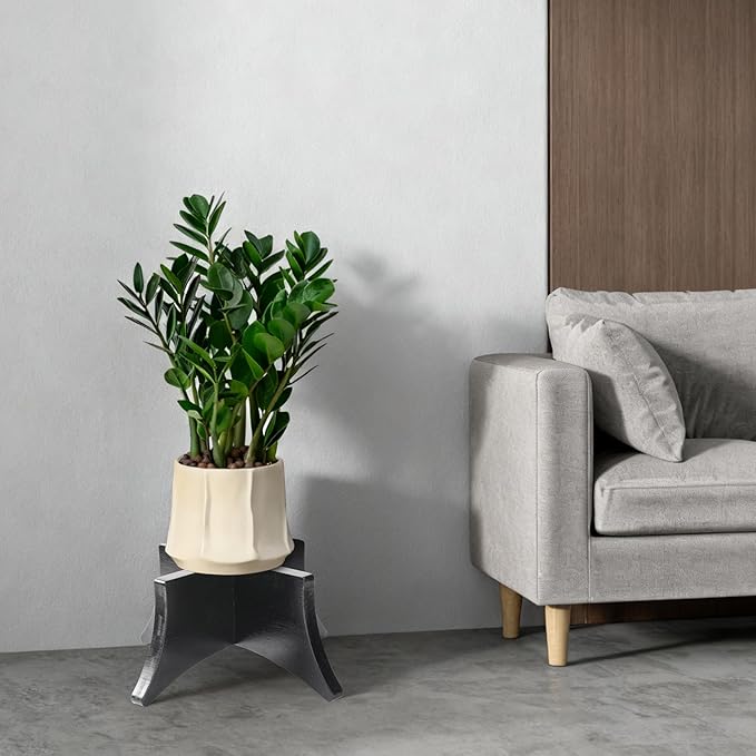 PEKER Plant Stand Indoor, Solid Wood Plant Holder for 5–9 Inch Pots, Low Planter Stand & Plant Riser for Indoor Plants, Stable Pot Stand for Home Decor, Single Wooden Plant Holder