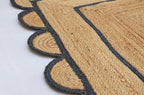 Weaving Cottage Scalloped Natural Jute Area Rug |Black, 2X3 FT Handwoven Jute Doormat | Eco-Friendly, Durable, and Stylish | Perfect for Living Room, Bedroom, and Entryway