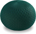 ARTPLAN - Round Knit Pouf - Woven Floor Ottoman - Handmade & Hand Stitched - 19.7 Dia x 12.8 High - Boho Home Décor - Living Room - Bedroom,Invisible Green