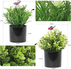 7" H Fake Plants Indoor 2 Pack Small Artificial Plants,Topiary Greenery Mini Potted Plants for House Office Tabletop Decoration