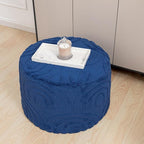 Asuprui Plush Fabric Ottoman Footrest – 20"x14" Soft Foam Pouf with Removable Cover Perfect for Living Room, Bedroom & Dorm(Dark Blue)