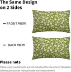 Lime Green Pillow Covers 12x20 Set of 2 Vintage Floral Rustic Old Style Cute Flower Print Rectangle Decorative Outdoor Pillowcases Seasonal Farmhouse Throw Cushion Case Couch Sofa Bed Decor