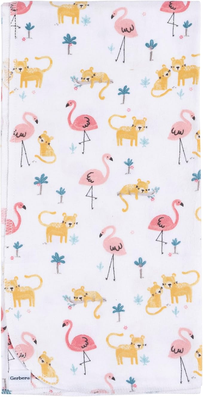 Gerber Unisex Baby 100% Cotton Flannel Receiving Blankets 30x30 Inches (Pack of 4), Animal Geo Girl, One Size