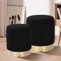 Sherpa Round Ottoman Set of 2 with Storage, 12 Gallon Hidden Storage Ottoman, Multi-Functional Footrest Stool, Vanity Seat, Coffee Table, No Assembly Required, Holds 300lbs (Teddy Black)
