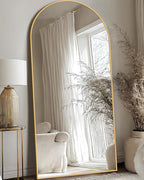 Antok 68" x26” Arched Full Length Floor Mirror, Gold Aluminum Frame, Free Standing/Wall Mount/Leaning for Bedroom, Living Room, Dressing Room