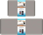 HappyTrends 2 PCS Kitchen Mat Cushioned Anti-Fatigue Floor Mat, Heavy Duty Ergonomic Comfort Foam Standing Mat,20"x30"+20"x47",Khaki