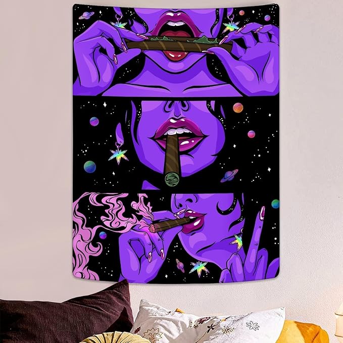 Yeoiat Fantasy Tapestry Anime Tapestry for Bedroom Cool Tapestries Wall Hanging for Dorm Living Room (Purple, 70.00" x 90.00")