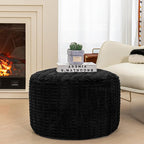 Ottoman Foot Rest, Home Decor, Bedroom Decor, Ideal for Living Room, Comfortable Floor Pouf,Ottoman Foot Rest for Armchair Bean Bag,Floor Cushion, Footstool, 12x20 Inch (Black Pouf With Filler)