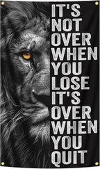 Inspirational Lion Tapestry 3x5FT, Positive Energy Aesthetic Wall Art for Office, Bedroom, Living Room, Study Room, Children's Room Decor, Motivational Quote Poster Wall Hanging