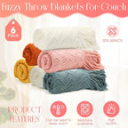 Buryeah 6 Pack Boho Knitted Throw Blankets with Tassels 50x60 Soft Warm Throws Bulk for Wedding Guests Housewarming Employee Teacher Appreciation Gifts Cozy Farmhouse Home Decor (Multicolor)