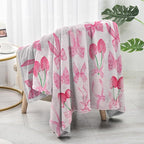 Pink Cherry Bow Throw Blanket Back to School Decorations Soft Dorm Room Essentials Gifts for Students Girls Boys Lightweight Coquette Bow Cherry Aesthetic Blanket for Couch Sofa Bed 40"x50"