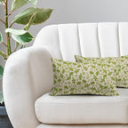 Lime Green Floral Pillow Covers 12x20 Set of 2 Vintage Rustic Old Style Cute Small Flower Green Cream Print Decorative Outdoor Pillowcases Farmhouse Throw Cushion Case Decor for Couch Sofa Bed