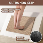 Kitchen Runner Rugs Non Slip Washable, Super Absorbent Soft Chenille Braided Kitchen Mats for Floor Rubber Backing Standing Sink Mat Floor Mat, Easy to Clean, Brown 17"x59"