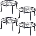 Tosnail 4 Pack Metal Plant Stand, Planter Support Rack, Plant Pot Stands, Planter Holder Heavy Duty, Rust Proof Iron Potted Plant Flower Pot Stand for Indoor Outdoor Garden Patio, Black, 9 Inch