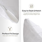 JELLYMONI 2 Pack White Pillowcases 18" x18", Soft Microfiber Striped Tufted Pillow Covers(Pillows are not Included)