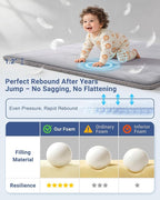 Large Thick Baby Play Mat for Floor,Padded 50x65 Playpen Mat,Foam Tummy Time Mats,Soft Support&Plush Feel Nursery Rug,Non Slip for Toddler,Infants,Kids Play,Yoga,Baby Crawling Mats (Light Grey)