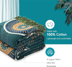 Boho Throw Blanket for Bed 100% Cotton Ultra Soft Rustic Quilt Farmhouse Decor Spring Bed Fall Blanket Large,All Season Rustic Throw for Sofa Couch Chair (Boho-Floral-O, 60"×80")
