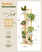 Bamworld Bamboo Plant Stand Indoor 5 Tiered Plant Shelf Outdoor Corner Plant Rack for Multiple Plants Flower Stand Plant Holder for Living Room Bedroom Balcony Patio Garden 43 Inch Natural