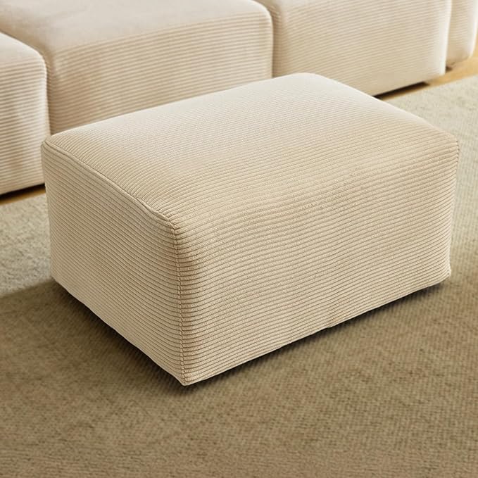 VINGLI Movable Ottoman for Corduroy Cloud Sectional Couches, Cream