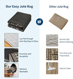 GarveeHome Large Easy Jute Rugs 10x13 Living Room Rug Modern Bordered Solid Rug with Non-Slip Backing, Non-Shedding Jute Indoor Outdoor Neutral Carpet for Dining Room, Patio, Backyard, Black