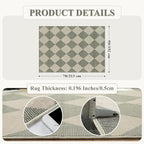 Beeiva Checkered Print 5x7 Rugs for Living Room, Non Slip Soft Green Rugs for Bedroom Ultra Thin Washable Rugs 5x7, Moroccan Farmhouse Carpet for Playroom Kids Room, Classic Classroom Dorm Home Decor