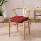 Chair Cushions for Dining Chairs, Dining Chair Cushions, Tufted Indoor Chair Pads with Ties & Non Slip Backing, Seat Cushions for Kitchen Chairs 16.5” x 16.5” x 3.5”, Set of 4, Red