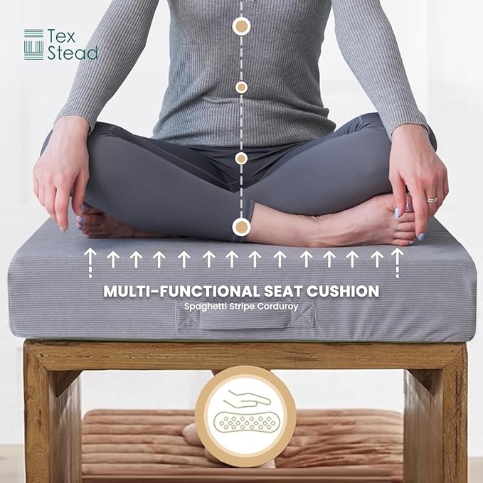 16 inches Meditation Floor Pillow Square Large Floor Cushions for Adults, Thick Memory Foam Seat Cushions for Yoga, Living Room, Sofa, Tatami, Bay Window Gray