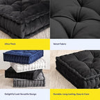 Sweet Home Collection Floor Pillow Large Square Tufted Decorative Cushion. Faux Velvet Fabric Ultra Thick Fill for Kids and Adults(Pack of 1, 2 Count Total)
