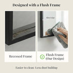 36''x36'' Large Black Square Mirror, Matte Metal Framed Bathroom Vanity Mirror, Oversized Wall Mirror for Entryway, Industrial Decor, Flush Mount