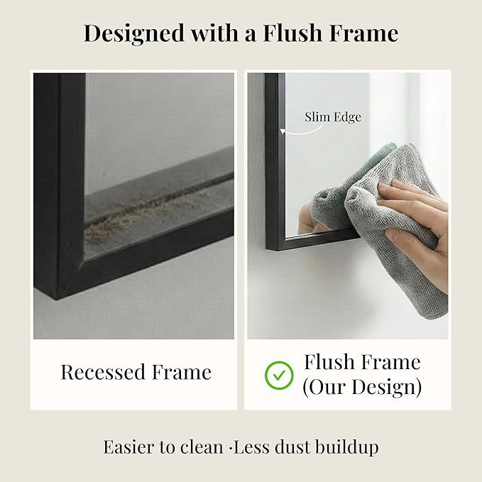 36''x36'' Large Black Square Mirror, Matte Metal Framed Bathroom Vanity Mirror, Oversized Wall Mirror for Entryway, Industrial Decor, Flush Mount