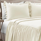Lush Decor Ruffle Skirt Bedspread Set - 2-Piece Luxurious Farmhouse Bedding - Elegant Ruffle Detail - Timeless Style - Soft Lightweight Sheets - Twin, Ivory