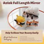 Antok 58" x18” Arched Full Length Floor Mirror, Orange Aluminum Frame, Free Standing/Wall Mount/Leaning for Bedroom, Living Room, Dressing Room