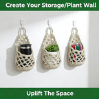 Macrame Plant Hanger Set of 2, Boho Wall Hanging Planter for Up to 4 Inch Pots - Handwoven Cotton Rope Wall Decor with S-Hooks for Indoor Plants in Living Room, Bedroom & Office