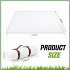 Frienda 70 x 120 Inch Extra Large White Outdoor Picnic Blanket Woven Cotton Yarn Blanket with Fringe and Leather Storage Strap Boho Decor for 8 to 12 Camping Lawn Wedding Photoshoot Beach Park Grass