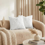 decorUhome Cozy Textured Throw Pillow Covers 16x16 Inch Set of 2, Soft Plush Faux Wool White Accent Couch Pillow Covers for Modern Farmhouse Sofa Bed Living Room