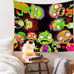 Horror Tapestry Blacklight Tapestry for Bedroom Zombie Crowd Around Tapestries UV Reactive Poster Glow in the Dark Walker Undead Ghoul Tapestries Wall Hanging Halloween Decor Scary Room Decor 48"x36"