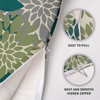 Teal Green Grey Gray Pillow Covers 20X20 Inch Set of 2, Spring Modern Geometry Dahlia Floral Print Decorative Throw Pillow Covers Outdoor Farmhouse Cushion Case for Couch Sofa Bed Decor