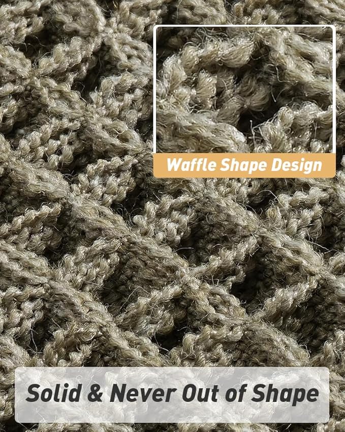 Upgraded Waffle Bath Mats Set of 2, Super Absorbent Non Slip Bath Mats for Bathroom Floor, Washable Boho Bathroom Rugs Set 2 Piece with Tassels, Soft Bathroom Mat Set, 17" x 24" (2 Pack), Green