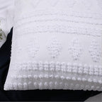 YINFUNG Tufted Pillow Sham King White Set of 2 Boho Pillowcases Shabby Chic Decorative Textured Poms Diamonds Moroccan Embroidery Farmhouse Bright White 20x36