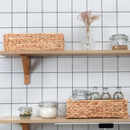 Small Wicker Baskets 2 Pack, Hand Woven Toilet Basket Tank Topper, Toilet Tank Basket for Bathroom Organizing, Water Hyacinth Storage Baskets for Toilet Paper (14.4"Lx6.1"Wx4.4"H)