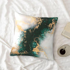 Emerald Green Gold Marble Pillow Covers 18x18 Set of 2, Green and Gold Modern Abstract Throw Pillow Covers Outdoor Decorative Pillow Case for Couch Bed Sofa Cushion Home Decor