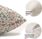 Green Pink Blue Floral Pillow Covers 12x20 Set of 2 Vintage Rustic Old Style Cute Small Flower Print Rectangle Decorative Outdoor Pillowcases Farmhouse Throw Cushion Case Decor for Couch Sofa Bed