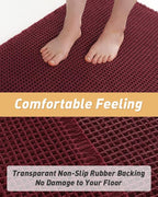Upgraded Waffle Runner Rug, Super Absorbent Non Slip Bath Mats for Bathroom Floor, Washable Bathroom Runner Rug with Tassels, Ideal for Hallway Bedroom Laundry Room, Burgundy, 2'x 6'(24" x 72")