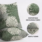 Sage Green Cream Grey Gray Pillow Covers 16X16 Inch Set of 2, Modern Dahlia Floral Print Decorative Throw Pillow Covers Outdoor Farmhouse Cushion Case for Home Couch Sofa Bed Decoration