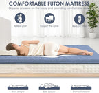 Japanese Floor Mattress, 100% High Density Comfortable Foam, 4" Thicken Foldable Mattress Tatami Mat Sleeping Pad, Ideal for Comfort and Support, Kids Floor Lounger Pillow Bed Sofa, Blue, Queen