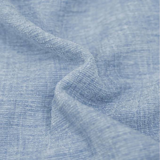 CaliTime Throw Pillow Covers Decorative 22 X 22 Inches Pack of 2 Cotton Thread Stitching Edges Solid Dyed Soft Chenille Cushion Cases for Couch Sofa Bed Living Room Farmhouse Baby Blue