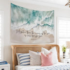 STHTTSW Christian Ocean Coastal Tapestry, Mightier Than the Waves of the Sea Bible Verse Tapestries, Religious Psalm 93:4 Wall Hanging Decor for Nursery Church Prayer Room Home Office, 50x60 Inch