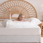 JELLYMONI Pillowcases Body Size White 1 Pack Boho Striped Bed Pillow Covers 20x54in Polyester Envelope Pillow Shams Tufted Bohemian Textured (Pillows are not Included)